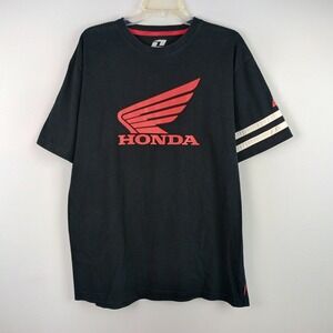 One Industries Mens L Black Racing Graphic Honda Wing Logo Short Sleeve TShirt